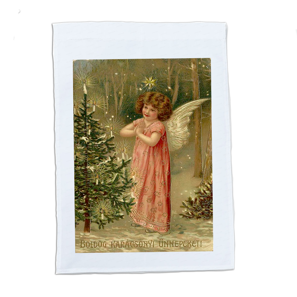 Christmas, Dish towel , Angel and tree