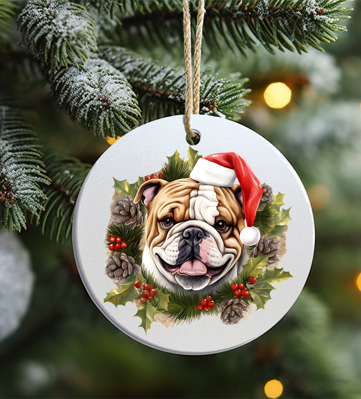 Christmas Ornament, Dog, Bulldog, Frosted Acrylic