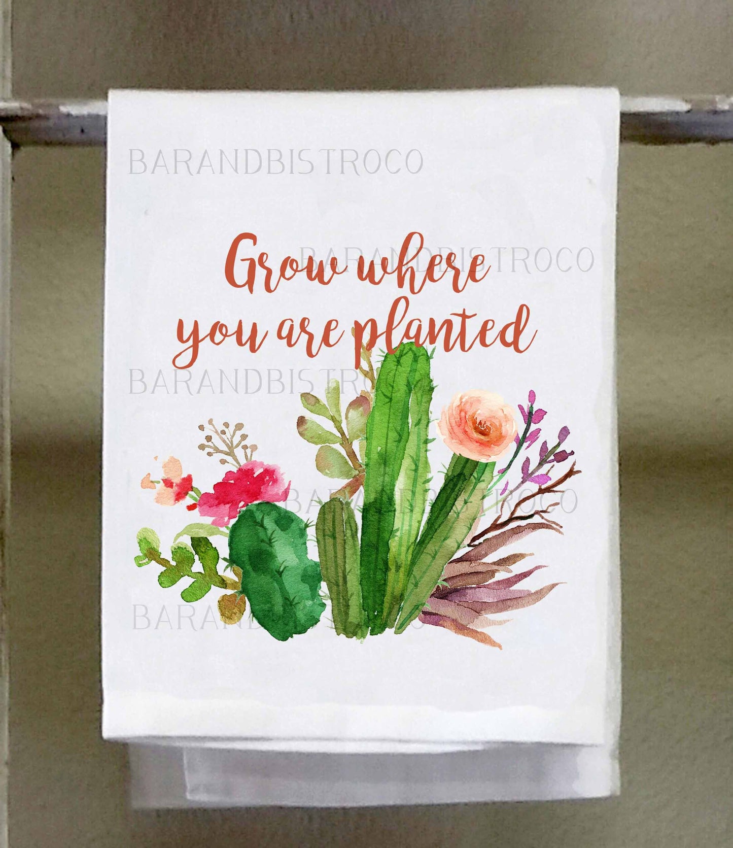 Southwest Dish Towel, Grow where you are planted, cactus